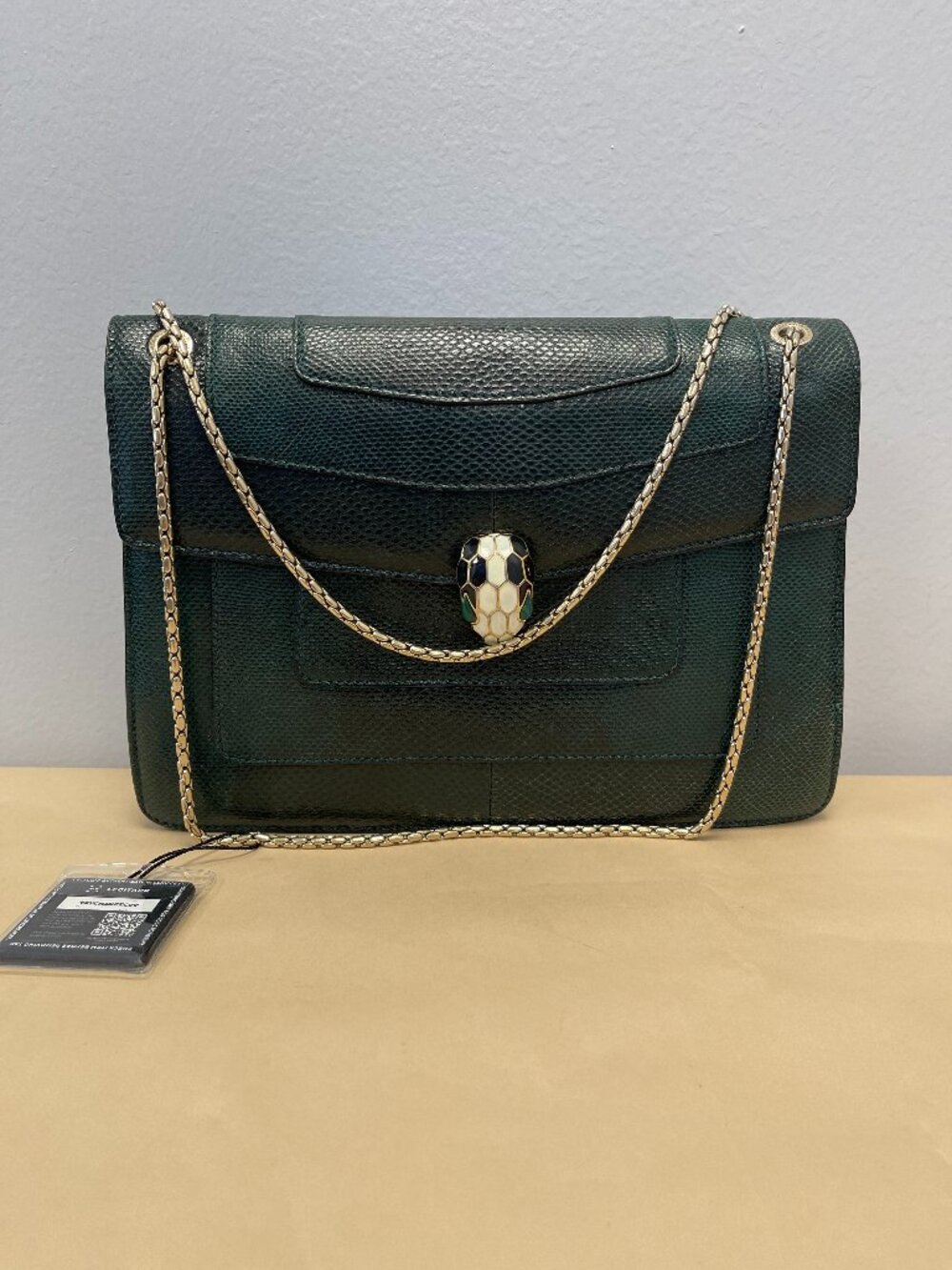 Bvlgari Green Karung Medium Serpenti Forever Flap Bag - Preowned